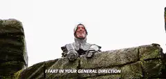 Knight Farting Over Castle Wall