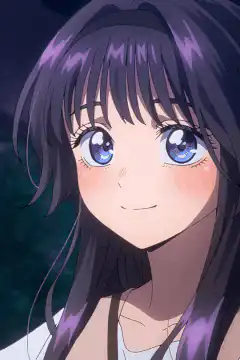 Anime girl smiling and laughing
