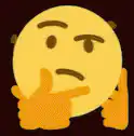 Thinking emoji with hand on chin
