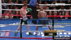 Canelo Alvarez punches opponent in boxing ring