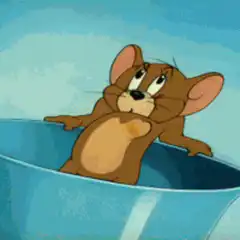 Jerry the mouse posing in a bowl