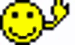 pixel art smiley face giving thumbs up