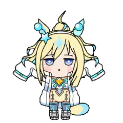 Chibi character with blue eyes and blonde hair