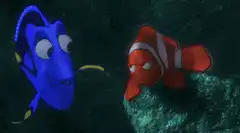 Dory and Nemo underwater scene