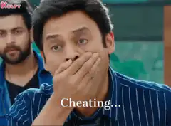 Man realizes cheating and points finger