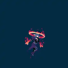 Pixel character fire explosion