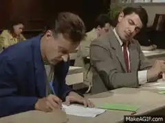Mr Bean sleeping in class