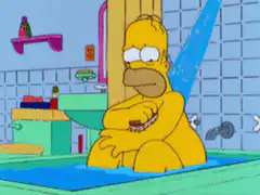 Homer Simpson shaves in the bathtub