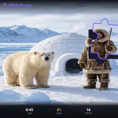 Polar bear and Inuit puzzle game