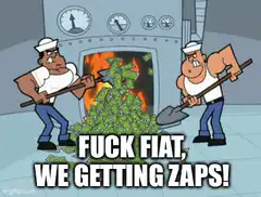 Two sailors shoveling money with text