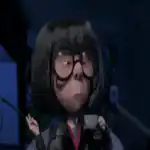Megamind's nerdy character eating popcorn
