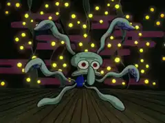 Squidward dancing with tentacles