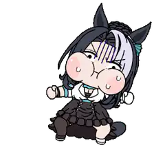 Chibi horse girl puffing cheeks