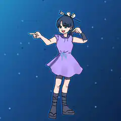 Anime girl pointing in purple dress