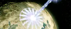 Planet destroyed by energy beam