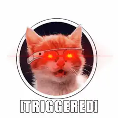 Triggered Cat with Glowing Red Eyes