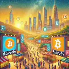 Bitcoin cityscape illustration