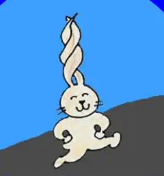 Happy rabbit with twisted ears