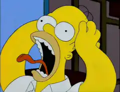 Homer Simpson screaming with tongue out