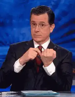 Stephen Colbert flips the bird