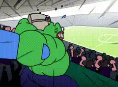 Hulk smashes drum in stadium