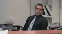 Larry yelling at the receptionist