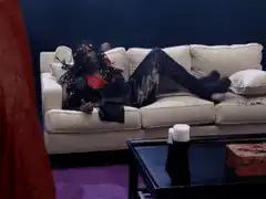 woman lounging on couch