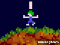 pixel art character explodes