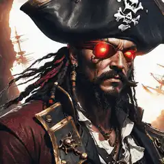 Pirate with glowing red eyes