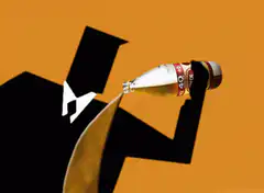 Silhouette drinking from a beer bottle