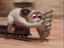 3d polar bear on train with 3d glasses