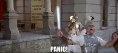 Roman soldier panicking