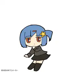 Chibi girl with blue hair and yellow star