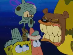 SpongeBob characters meet a bear fish