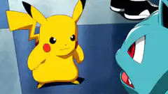Pikachu covers eyes then dances