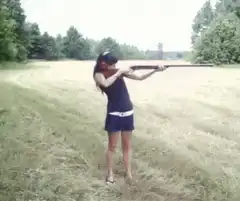 Woman gets knocked over by shotgun recoil