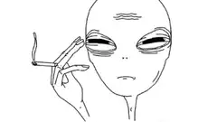 bored alien smoking