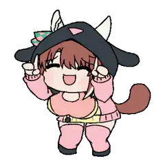 Chibi anime girl in cat hat dancing
