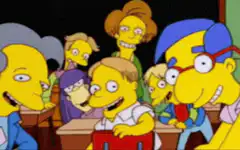 Bart Simpson turns around and class erupts