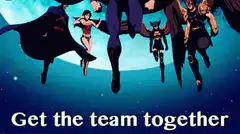 Justice League members flying together