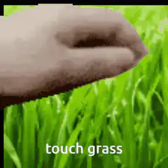 hand touching grass