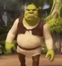 Shrek shrugging and pointing