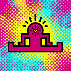 Pop art church with heart