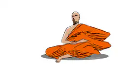 Buddhist monk sitting in lotus pose