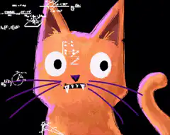 Orange cat with math equations