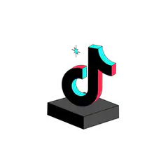 TikTok logo on pedestal with sparkles
