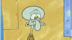 Squidward opens his head to draw on his brain