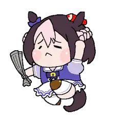 Chibi girl with fan and bow