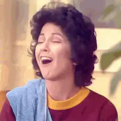 Ellen Laughing with Towel on Shoulder