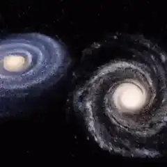 Two spiral galaxies colliding